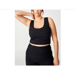Cotton On Trendy Active Rib Crop Tank Top Plus Size Black Size 14